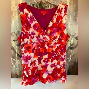 EUC Elle Ruched Mesh Wrap Top